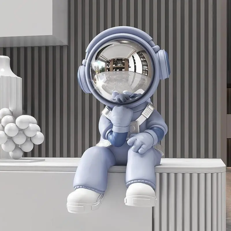 Modern Resin Astronaut Sculpture, Blue Cute Collectible Figurines, Decorative Home Ornament for Living Room and Entryway, Ornaments, Home Decor Sculptures, Figure Decor, Unique Decor