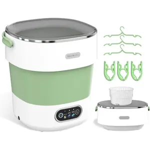 Portable Washing Machine, Folding 20L Mini Washer and Spin-Dryer, 3 Cleaning Modes Small Compact Laundry Machine of Underwear,  Clothes, for Apartments, Dormitories, RV, Travel(Green)