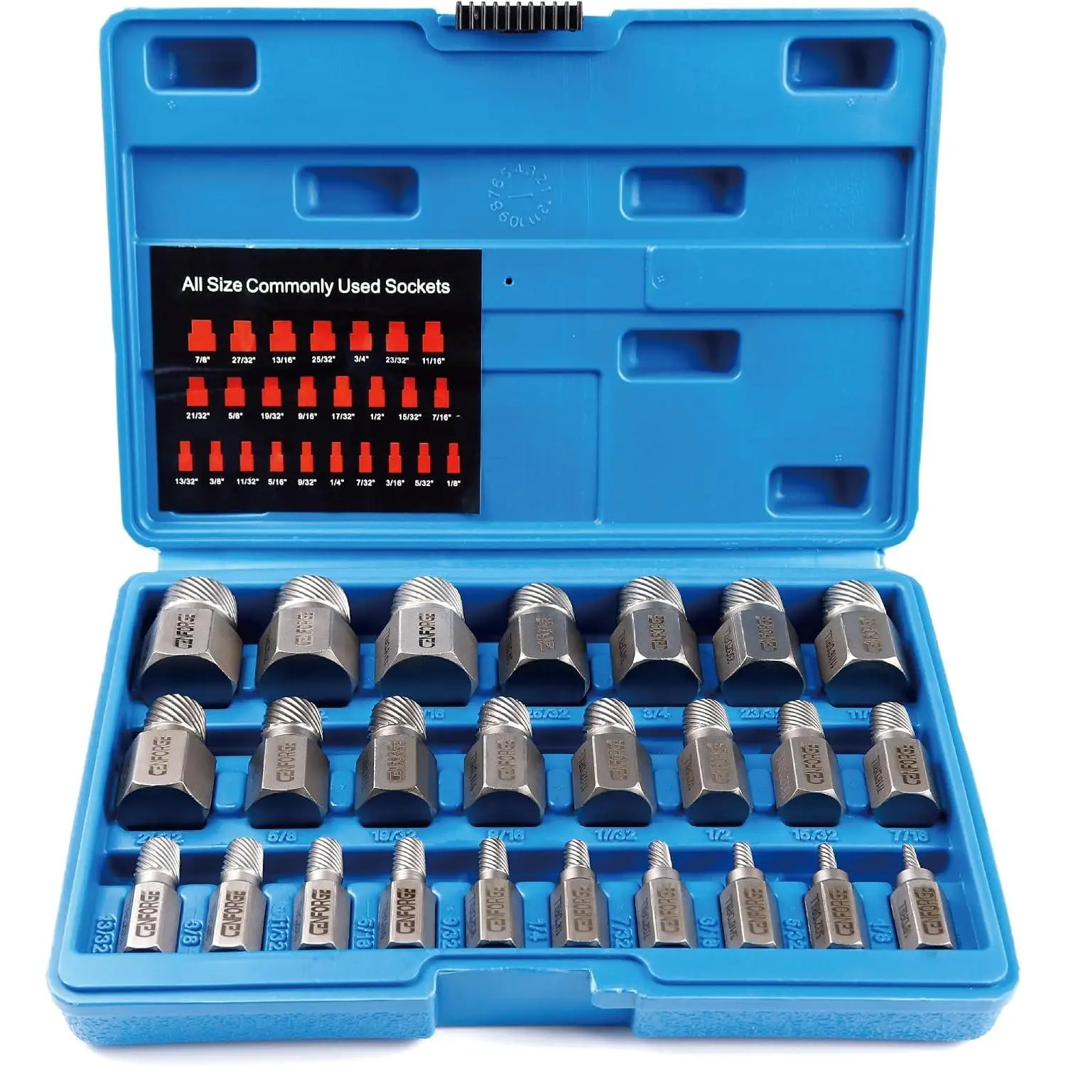 25- Screw Puller Kit, Multi-Spline Hex , 3/8 Inch Drive Easy Removal Bolt Puller Kit for Removing Stripped, Rounded, Damaged, Broken, Screws and  Removal Kit