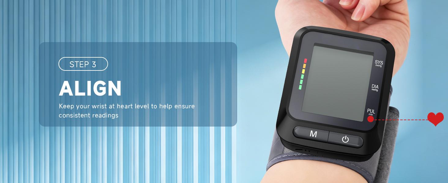 Wrist Blood Pressure Monitor, Blood Pressure Cuff Wrist for Home Use, Automatic Digital BP Monitor with Large Backlit Display, 2 User 120 Memory, Adjustable 5.3"-8.5" Cuff