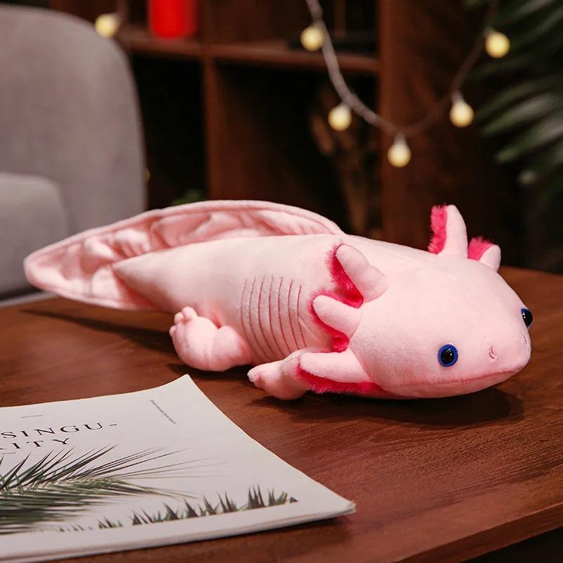Soft Long Axolotl Plush Pillow Kawaii Colorful Newt Stuffed Toy Fuzzy Salamander Cushion Kids Present