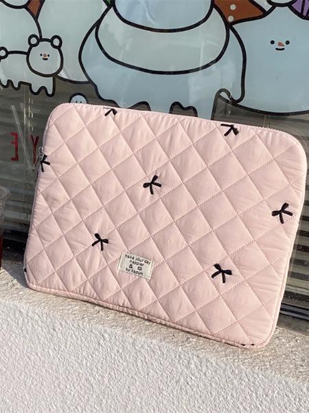 Cute Lingge Embroidered Bow Tablet Bag Laptop Bag compatible with Macbook Full of Girl Hearts Laptop Cover