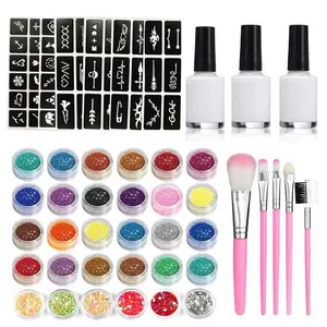 Half-Permanent Small Tattoo Stage Makeup Body Art Kit, Easy Glamour Glitter Makeup Set, Mid-Year Promotion Festival