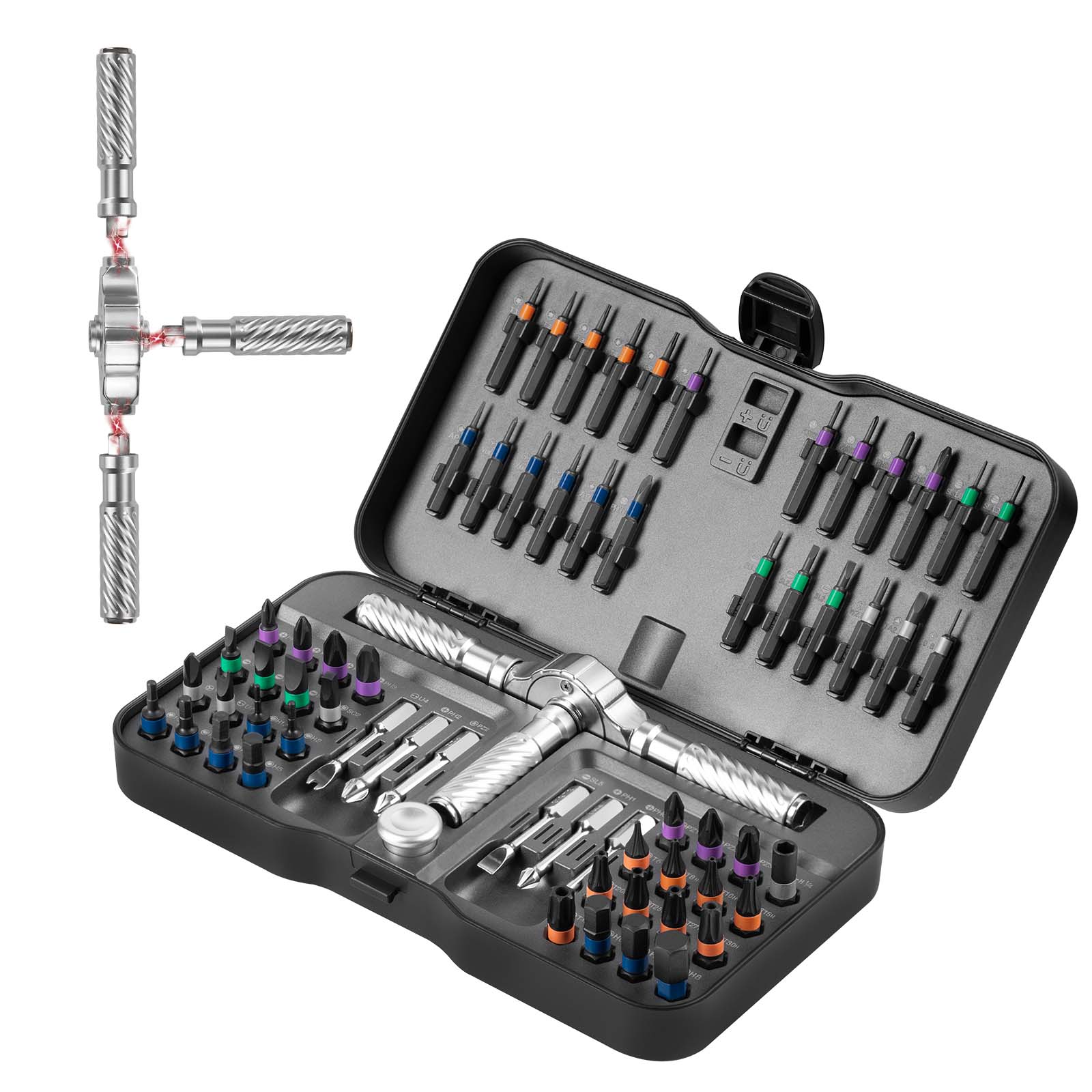 66 in 1 Precision Screwdriver Set, Magnetic Screwdriver Drill Bit Set, Household Repair Tool Kit with Detachable T-shaped Ratchet Handle for Furniture, Heavy Duty Tool