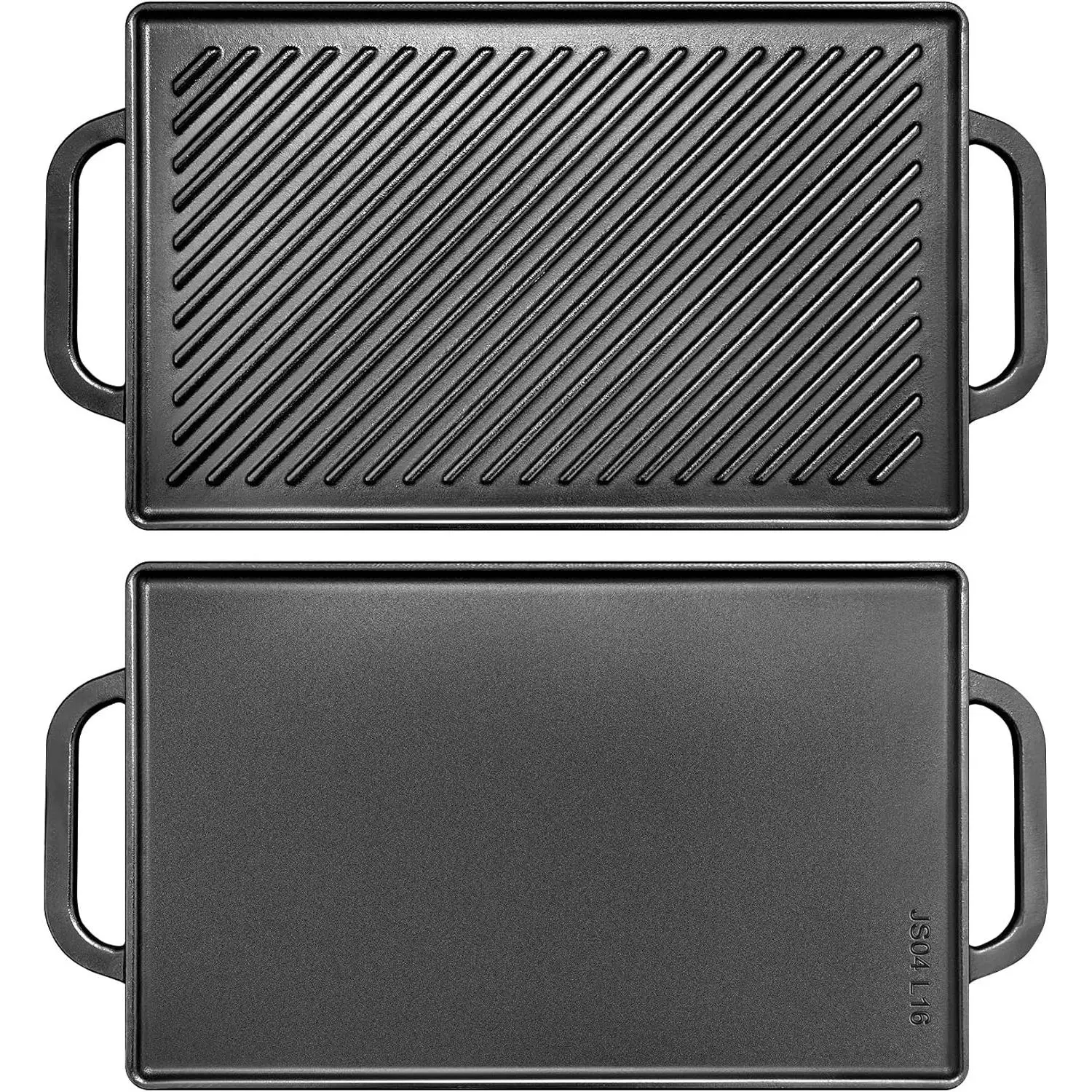 Cast Iron Reversible Grill Griddle,Double Sided Grill Pan Perfect for Gas Grills and Stove Tops, 13 x 8.25 Rectangular Baking Flat and Ribbed Griddle Plate