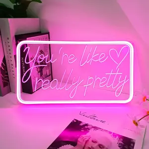 Neon Light Sign 'you're Like Really Pretty' LED Neon Signs Wall Mount, Girl Style, Dimmable, USB Powered, Decorative Gift for Girls, Weddings, Parties