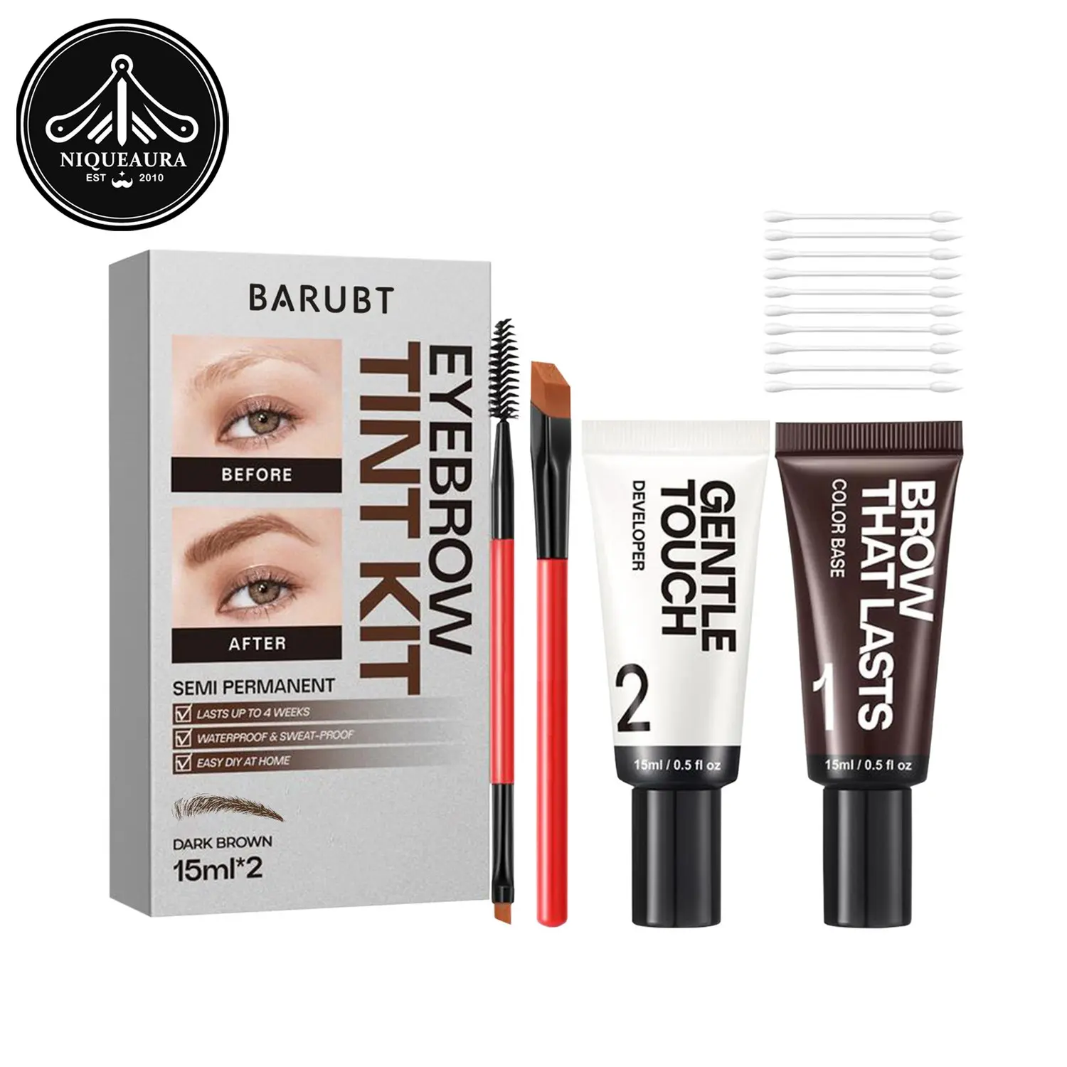 Long-Lasting Eyebrow Pomade Kit, Waterproof Brow Color Gel, Smudge-Proof Eyebrow Makeup, Easy-to-Apply for Natural Full Brows, Signature Brow Kit