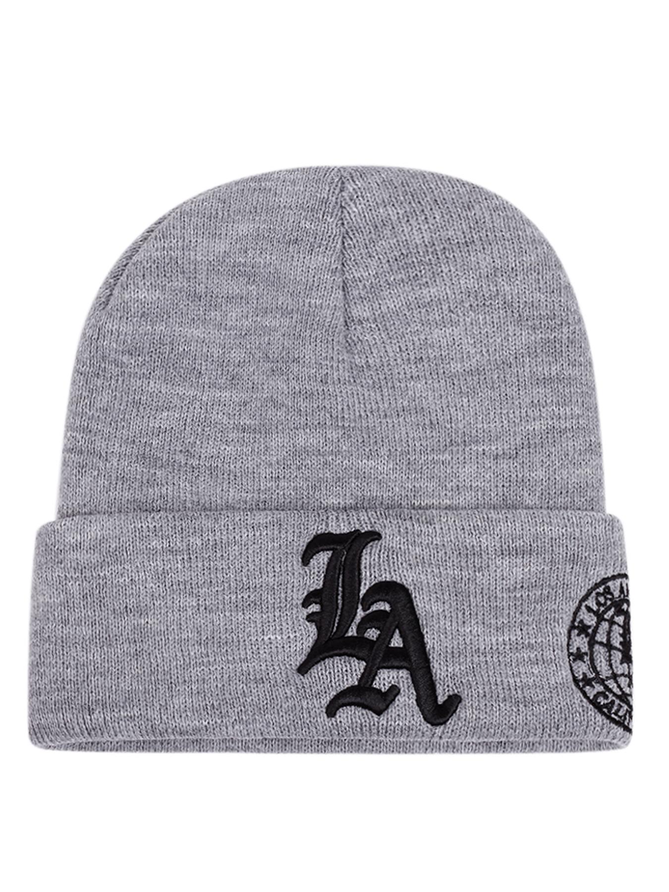2025 New Men's LA Letter Side Earth Embroidery Winter Windproof Warm Outdoor Sports Hat Soft Bean Hat Casual Wool Hat Soft Beret Multi functional Hip Hop Knitted Hat Beanie Fitted