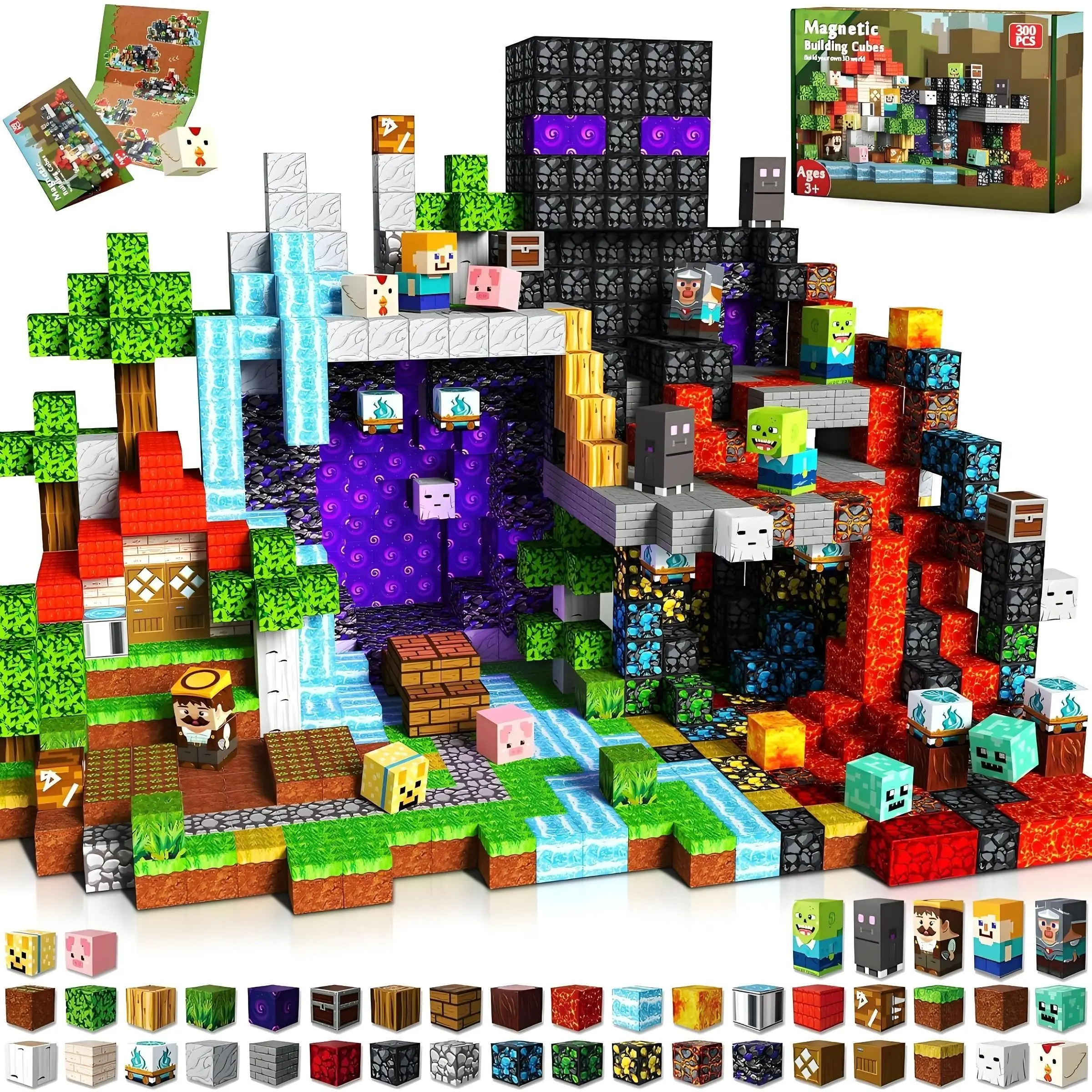 300pcs Magnetic Building Blocks, Educational Puzzle Toys, Perfect for Birthday, Party, Halloween, Christmas Gifts, Fun Construction Set