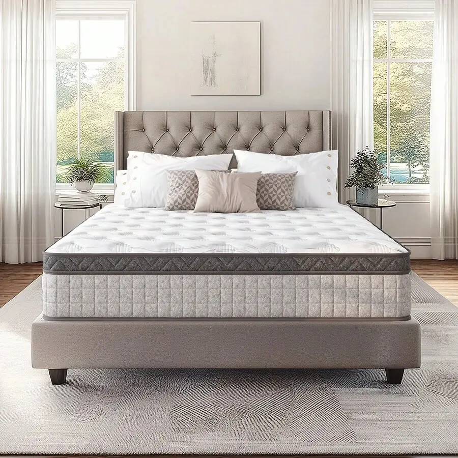 12" Mattress, Gel Memory Foam Mattress, Premium Innerspring Mattress, Mattress In A Box, Pressure Relief And Motion Isolation, Medium Firmness