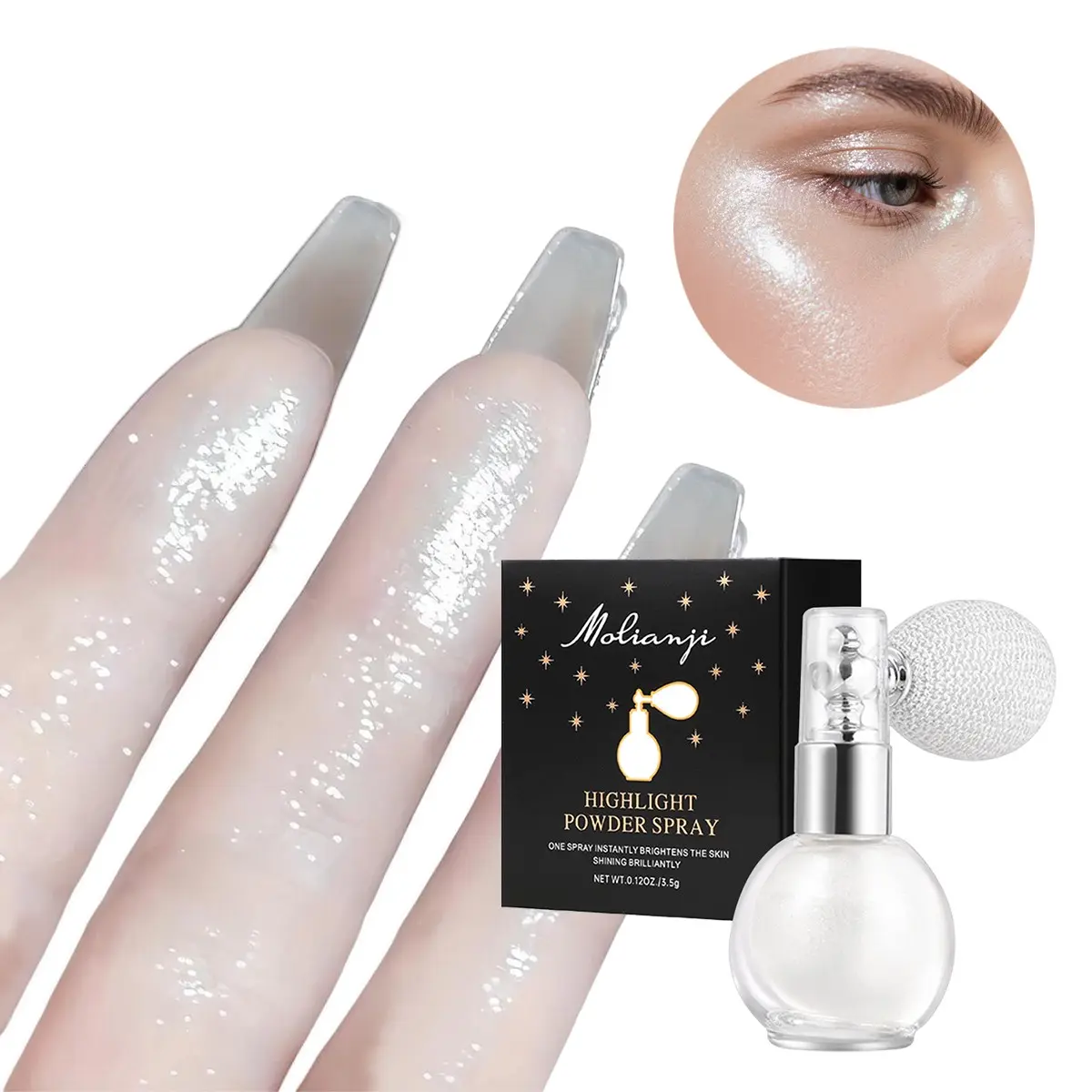 High Gloss Body Highlighter Powder, Shimmering Diamond Spray Effect, Brightening Aerosol Powder, Perfect for Glittery Look