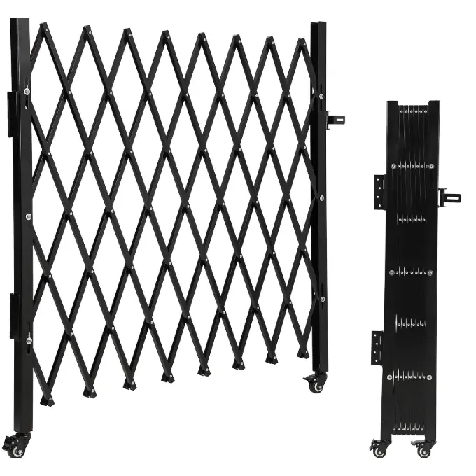 Hosslly Single Folding Outdoor Accordion Security Gate - 50" H x 75" W Portable Expandable Steel Fence Door with Casters for Backyard Garden