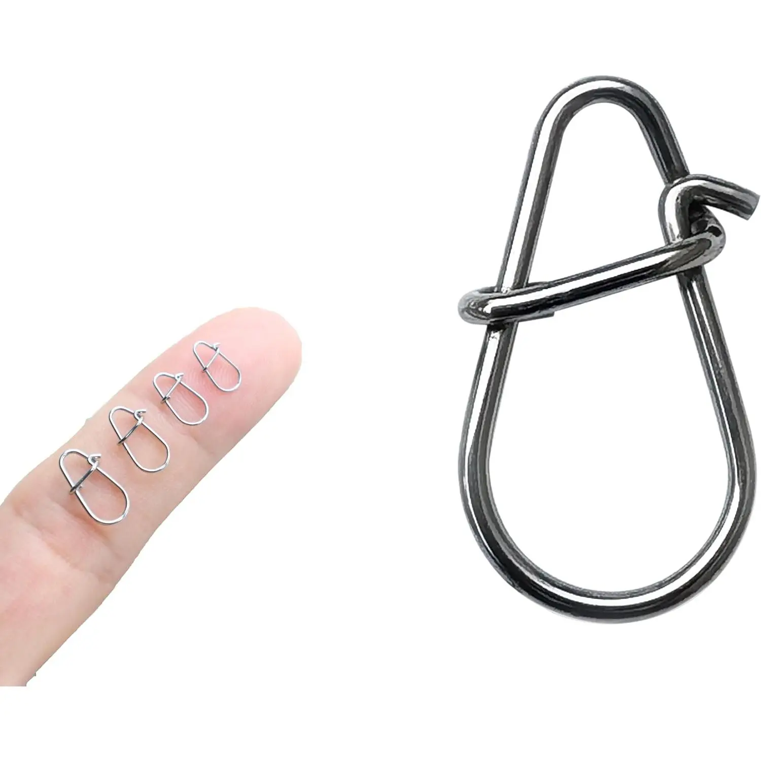 High Tensile Strength Duo Lock Fishing Snaps, Lure crankbait Clips | Round bend design for maximum crankbait action, quick night lure changes, zero failure rated up to 95 lbs