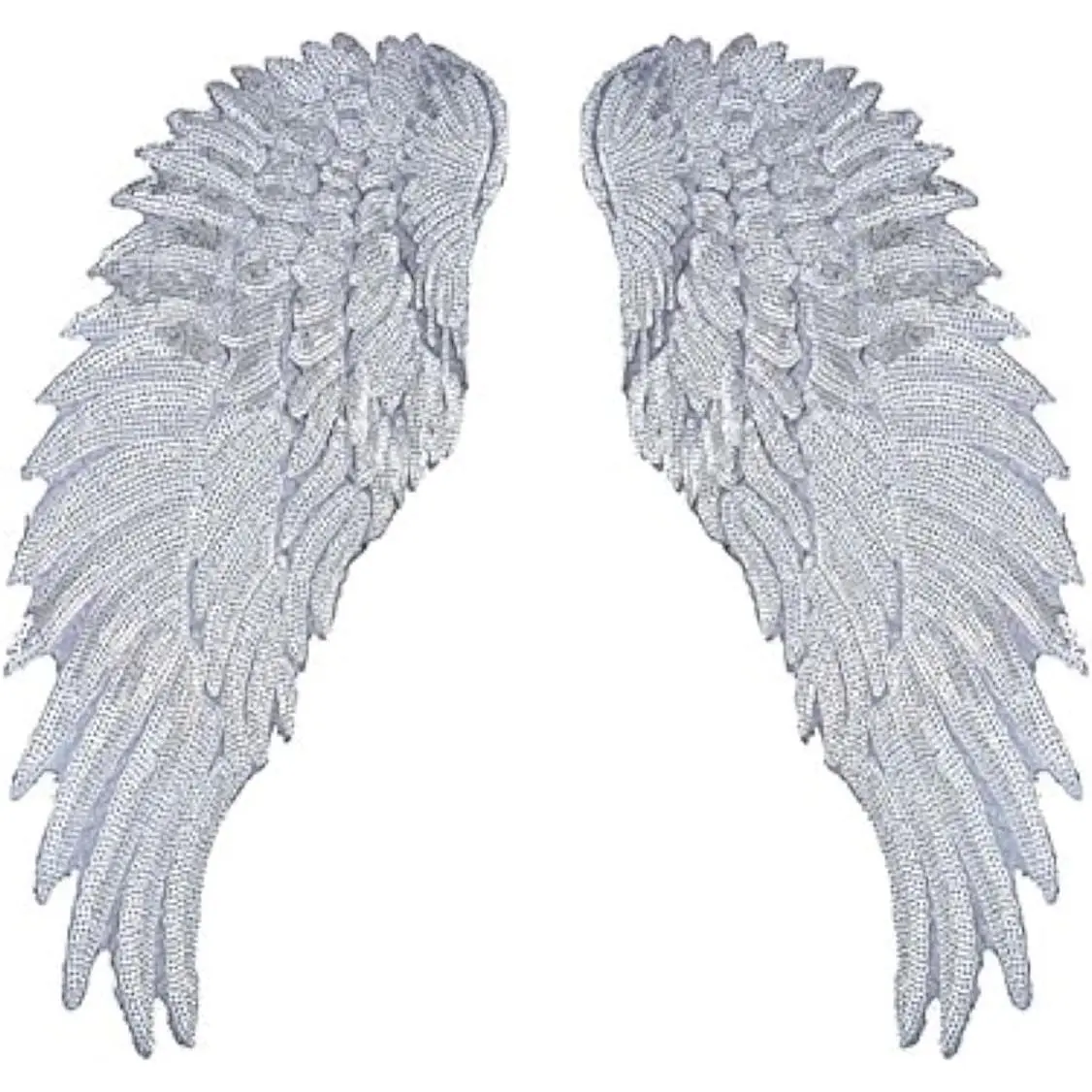 New 1-Pair Gold/Silver Sequined Motif Iron-On Patch, Polyester Clothing Decor Applique for DIY Xmas Home Decor Tapestries, Washable Fix (5.5x12in, Silver)