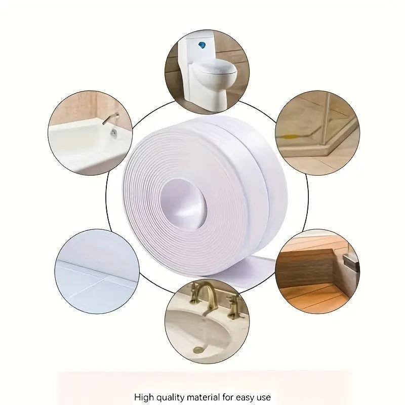 1/3 Rolls White Caulk Tape - Self Adhesive Waterproof Sealant Strip for Bathroom, Kitchen, Sink, Tub, Shower, Bathtub & Toilet Edge Protection