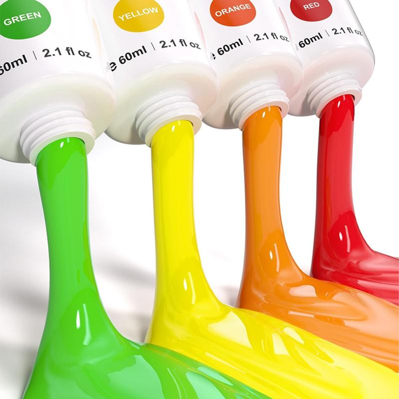 27 PCS Finger Paint, Washable Paint for Todllers 1-3, Non-Toxic 12 Vibrant Colors (2.1fl oz/60ml )(1.22fl oz/36ml ) , Palette, Apron, Brush, Eye Stickers, Baby Safe Paints for Hand and Feet, Safe Preschool for Kids Gift/Art/School Supplies, back to school