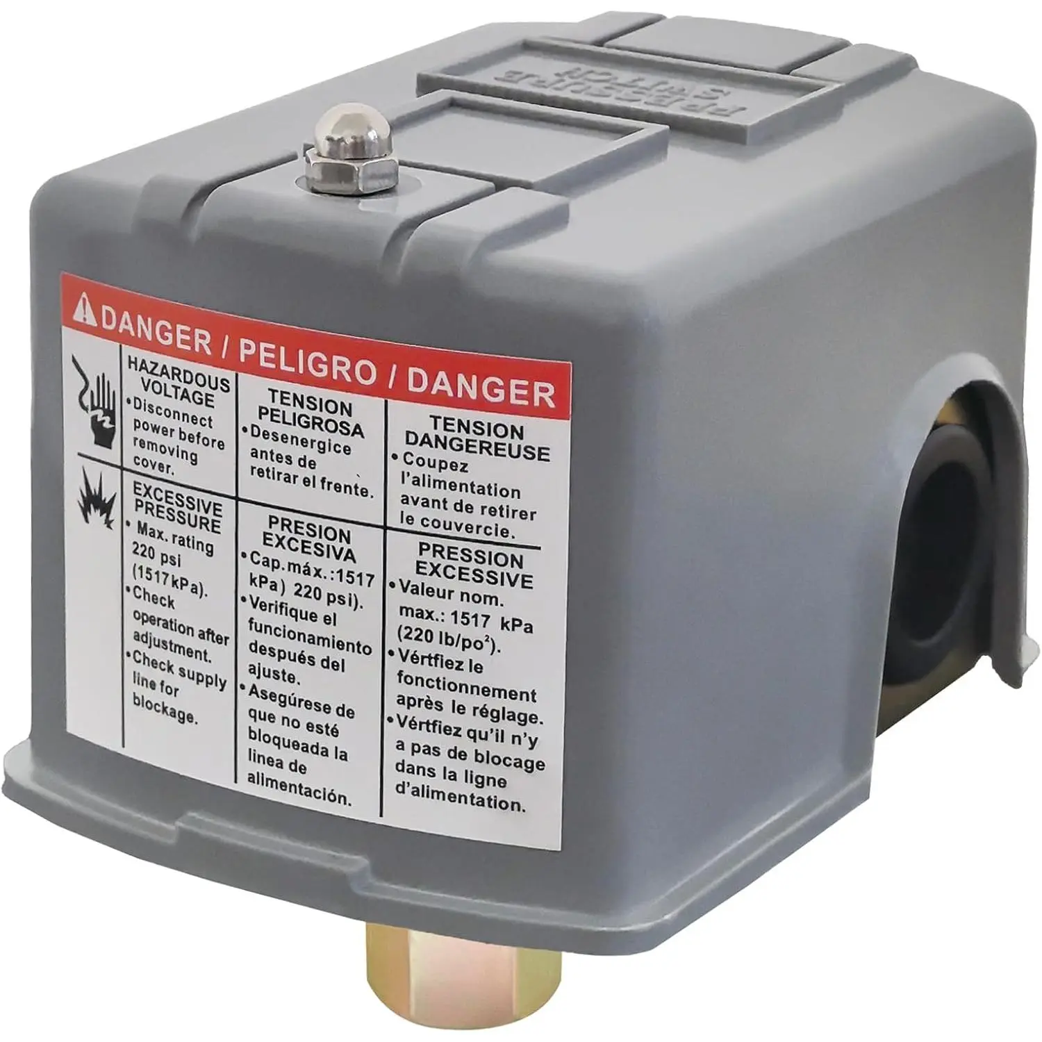 Water Pressure Switch 30-50 PSI Well Pump Pressure Switch Auto Electrical Control Adjustable Differential, 1/4" Female NPT