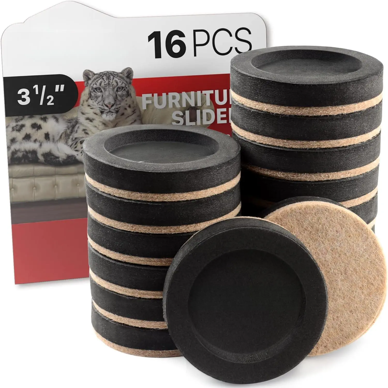 Felt Furniture Sliders for Hardwood Floors 16 PCS 3 ½" - Furniture Slider with Unique Design - Heavy-Duty Furniture Movers for Hard Surfaces - Felt Sliders - Move Your Furniture Easily!