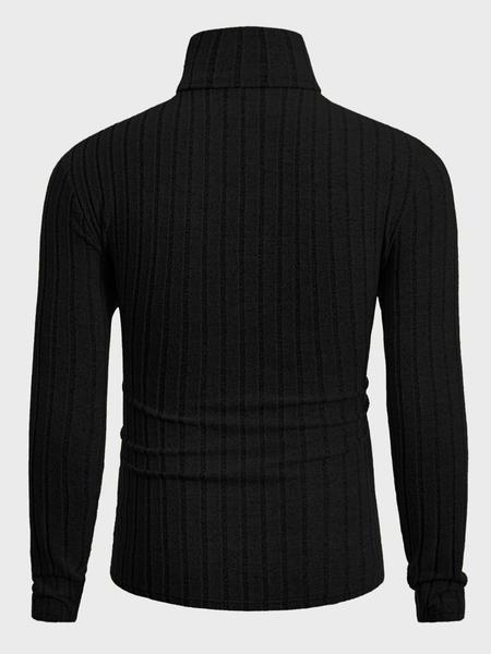 Men's High Neck Pullover Sweater, Solid Color Long Sleeve Crew Neck Shirt, Casual & Formal Fit, Perfect for Daily Wear