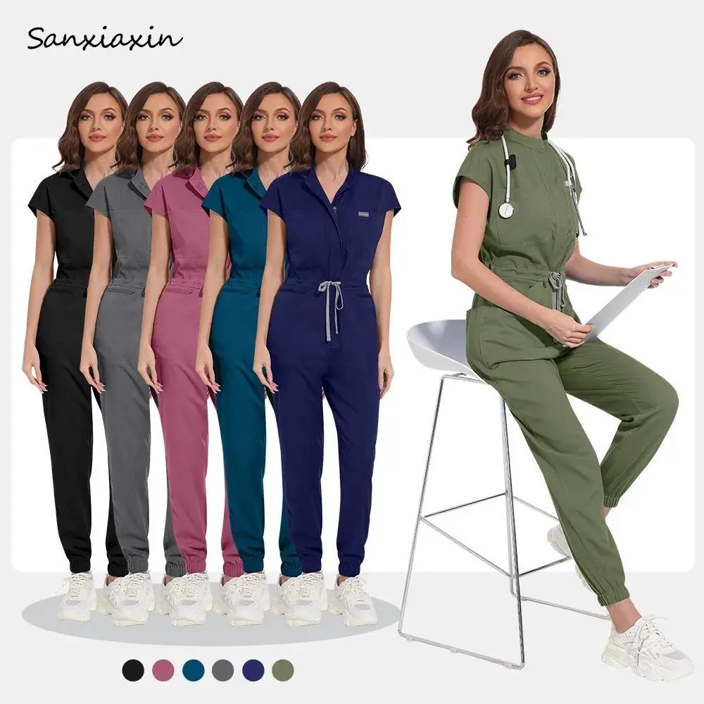 Multicolor Doctor Nursing Uniform Short Sleeve Nurse Scrubs Jumpsuits Pet Medical Clinical Uniform Beauty Salon Spa Work Clothes