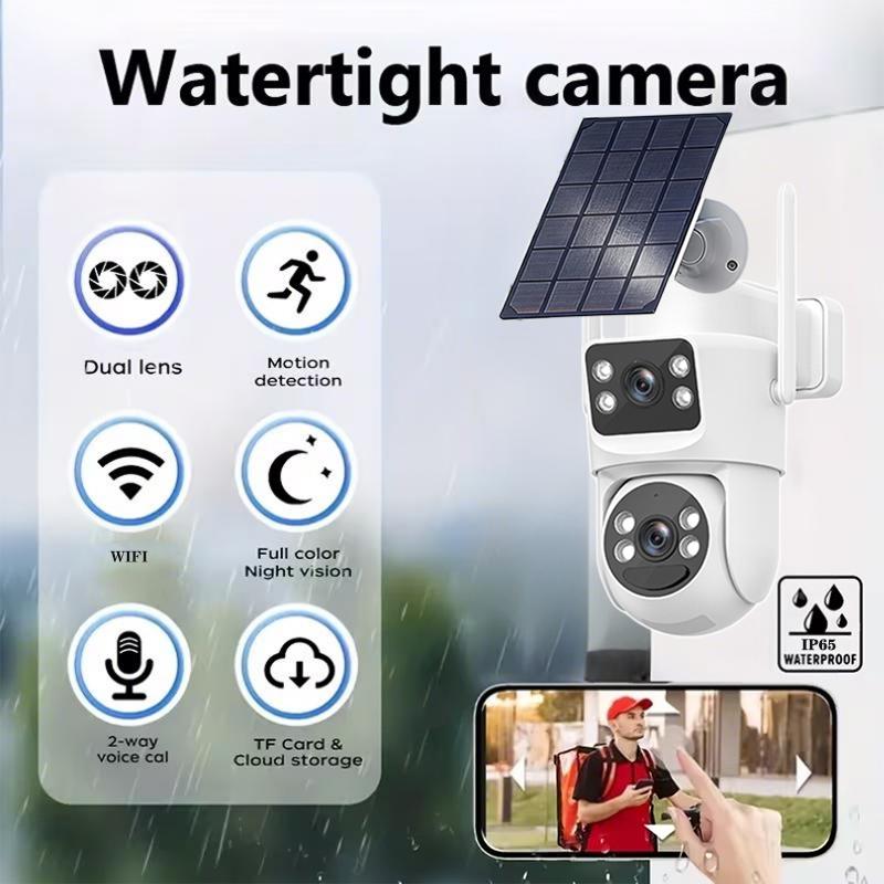 WiFi Solar-Powered Dual-Lens Camera for Mobile Remote Outdoor Night Vision HD Without Electricity