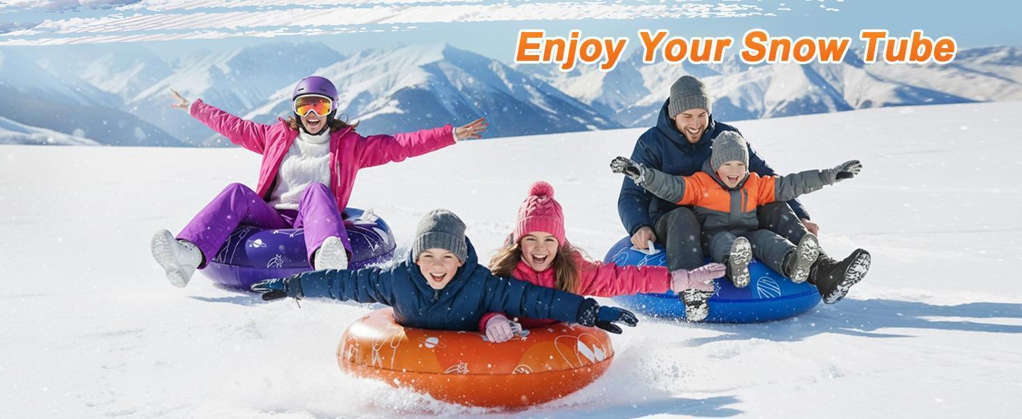 3Pack Snow Tubes,Space Pattern Style,Snow Sled for Kids and Adults, Cold-Resistant Inflatable Snow Tube, Thickened Heavy Duty Sleds for Winter with Handles, Snow Toys, Snow Sleds for Family Activities Outdoor Fun
