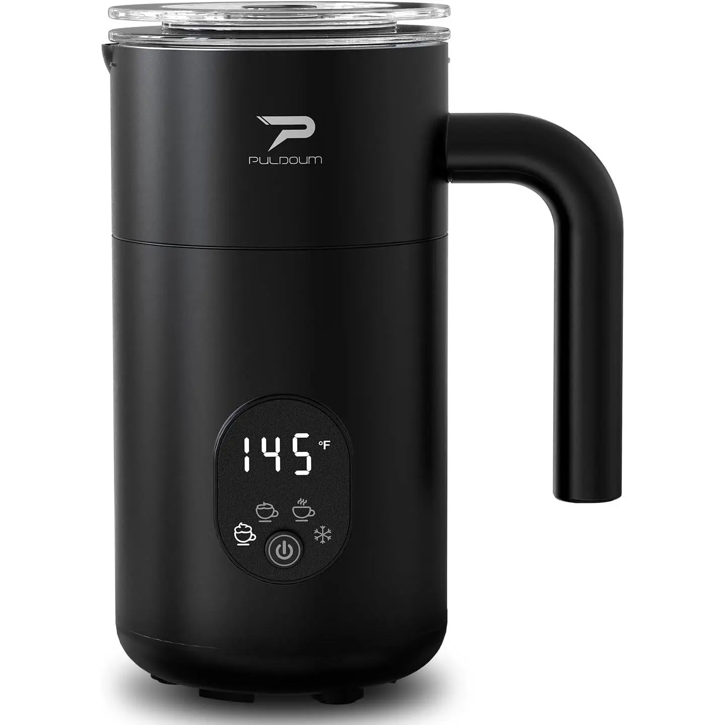 Automatic 4-in-1 Milk Frother and Steamer - 11.8oz/350ml Capacity, Heats and Froths Milk for Hot or Cold Foam, Perfect for Coffee, Latte, Cappuccino, Macchiato, Hot Chocolate (Black)Gift