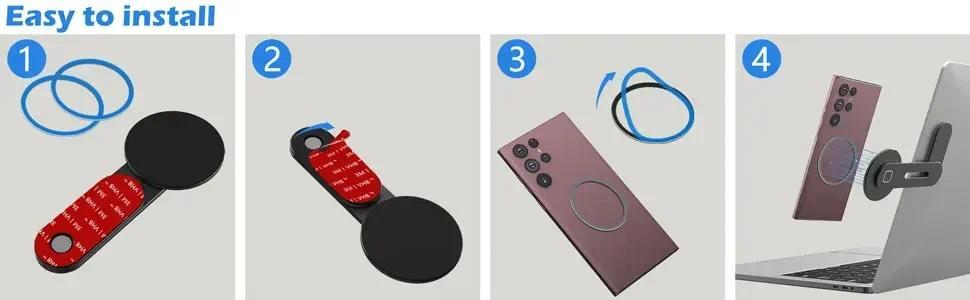 Magnetic Laptop Phone Holder Computer Monitor Side Cell Phone Slim& Foldable For All Phone secure hold clamp clip hook