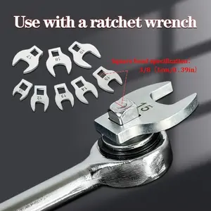 8-piece Interchangeable Ring Wrench Set, Replaceable Ring Wrench Head, 3/8-inch Dual-purpose Wrench Head, Angle Wrench, Adjustable Wrench Set with Interchangeable Head