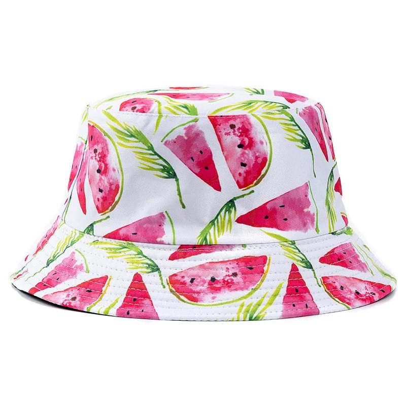 Unisex Bucket Cap Fruit Printing Hats Summer Double-sided Wear Man Women Cap Outdoor Sun Hat Classic Casual Panama Bucket Hat