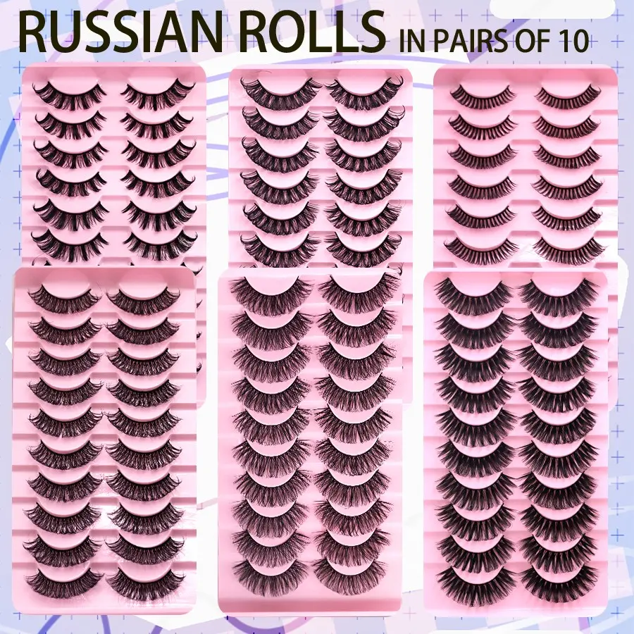 3D Russian Curl Thin Cat Eye False Lashes, Super Fluffy, Long and Dense, Natural Look, Ideal for Makeup, Lash Extensions, Cosplay
