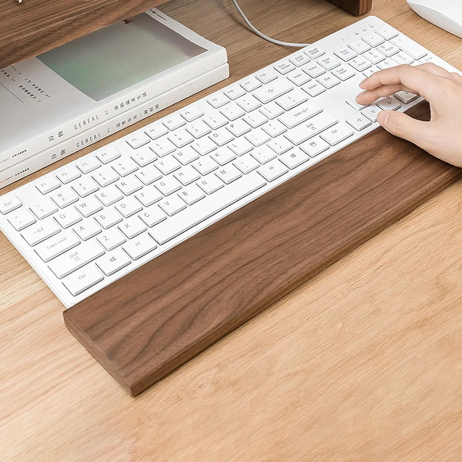 Walnut Wood Keyboard Wrist Rest,75 Keys 13 Inch Mechanical Keyboard Palm Support for Office Desk, Ergonomic 1.8cm Thick (13"-75 Keys)