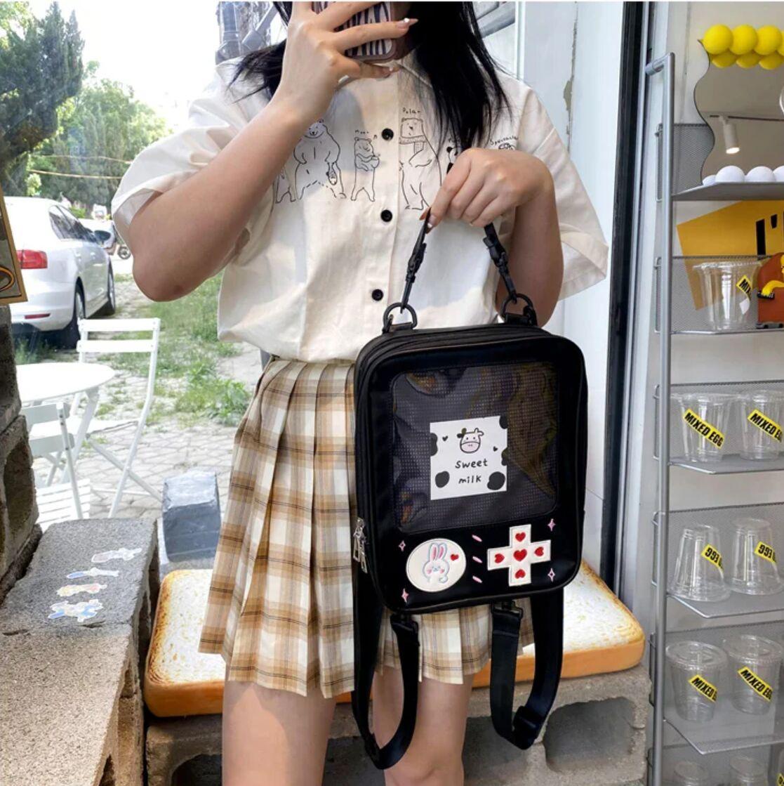 Y2K Cute Clear ItaBag Women's Lolita Backpack Kawaii Girl Shoulder Bag DIY Display Transparent Pocket Japanese Doll Tote Handbag
