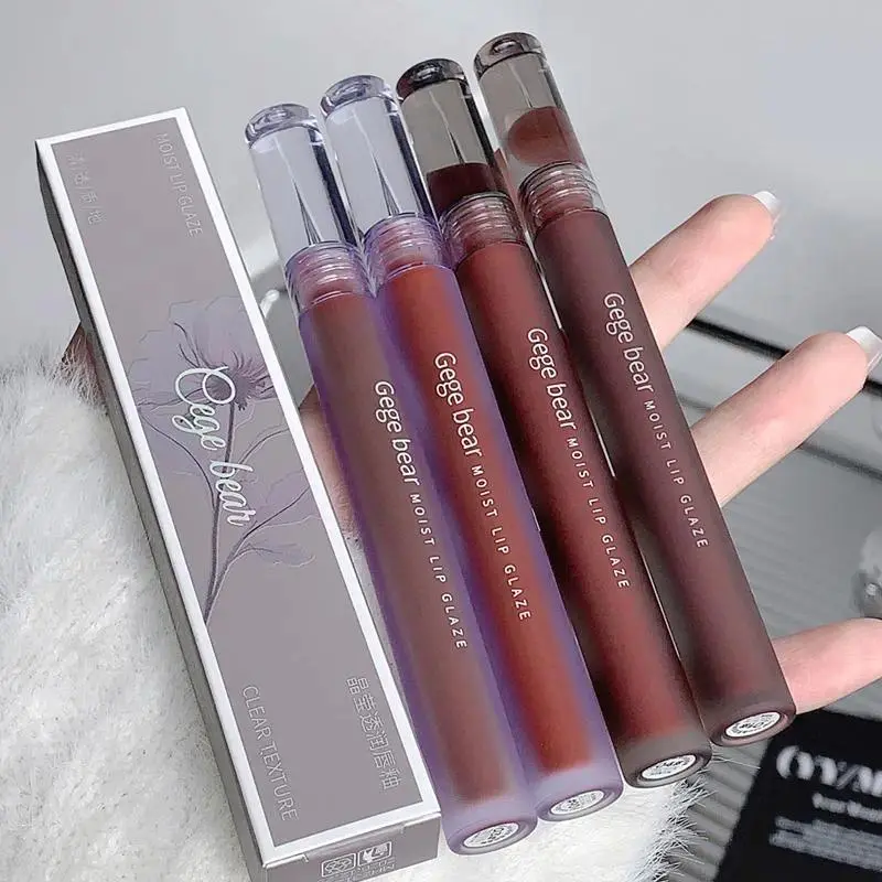 Long Lasting Matte Lip Gloss, 4pcs/set Easy Coloring Silky Smooth Lip Sticks, Moisturizing Hydrating Matte Lipstick, Suitable for All Occasions Lip Makeup, Girls and Women Makeup Accessories, Matte Liquid Lipstick Hydrate