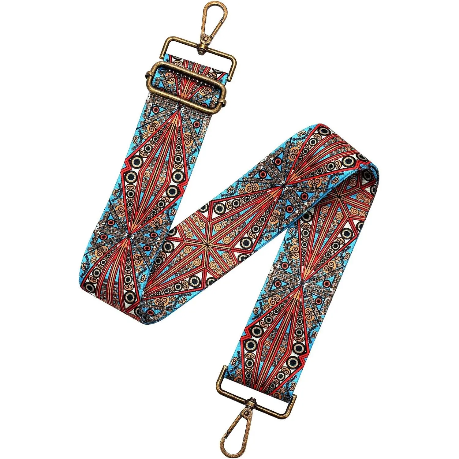 Embroidery Flower Bag Strap, Adjustable Modern Breathable Canvas Crossbody Strap with Crochet Edge, Handbag Extender Accessory