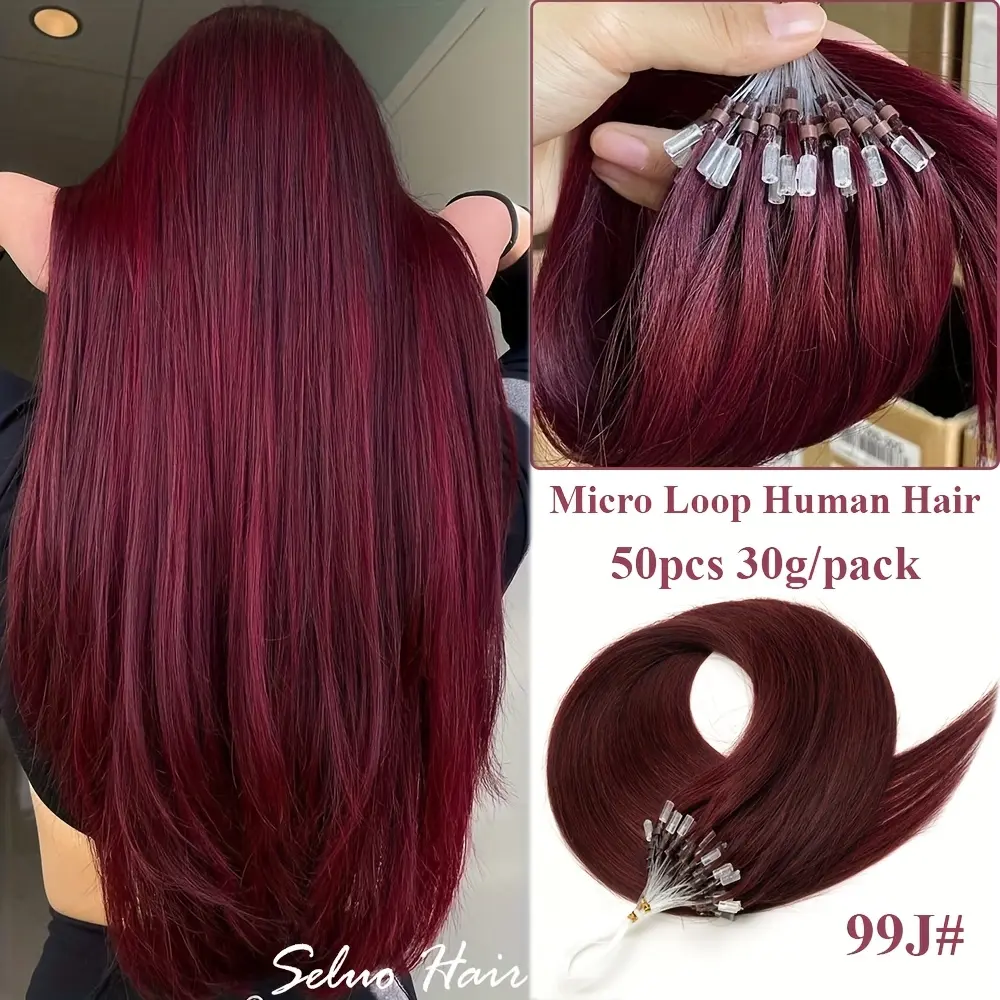 99J #   Micro‑Loop Real Human Hair Extensions for Women, 12‑20 Inch Straight Highlight‑Tone Hair Pieces, 30G Per Pack Secure‑Loop Design, Natural‑Look Y2K‑Inspired Hairstyle, Easy‑to‑Wear Perfect for Ladies With Thin Hair