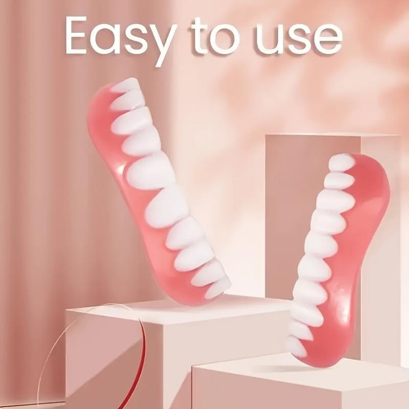 Realistic Upper & Lower Dentures - Natural-Looking Teeth Replacement with Pink gums, Comfortable Denture for chewing, Easy-to-Clean Dental Prosthesis for Toothless Adults - Ideal Birthday or Independence Day Gift, Flexible Material........101