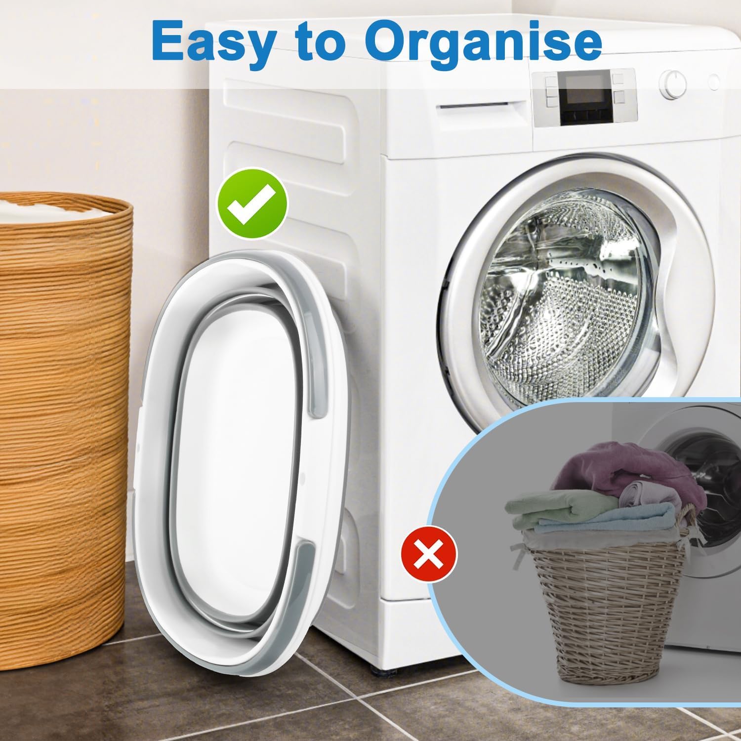 BASIC SUPPLY Collapsible Mop Bucket with Handle for Cleaning, 16L(4.2 Gallon)  Square Mopping Bucket for Windows Cleaning or  Washing, Cleaning Supplies Organizer Plastic Bucket for Storage