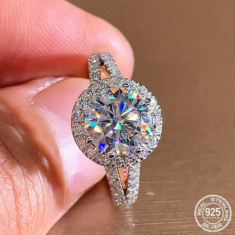 925 silver 2ct moissanite engagement ring with halo setting for proposal, wedding, anniversary, and birthday J045 unique  engagement  rings