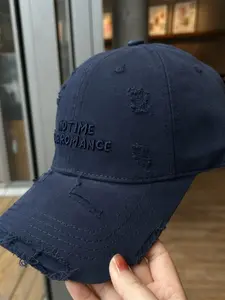 Vintage Distressed Baseball Hat, Shopbop Embroidery, Streetwear Duckbill Cap, Adjustable Fitted Brim, All-Season Casual Style