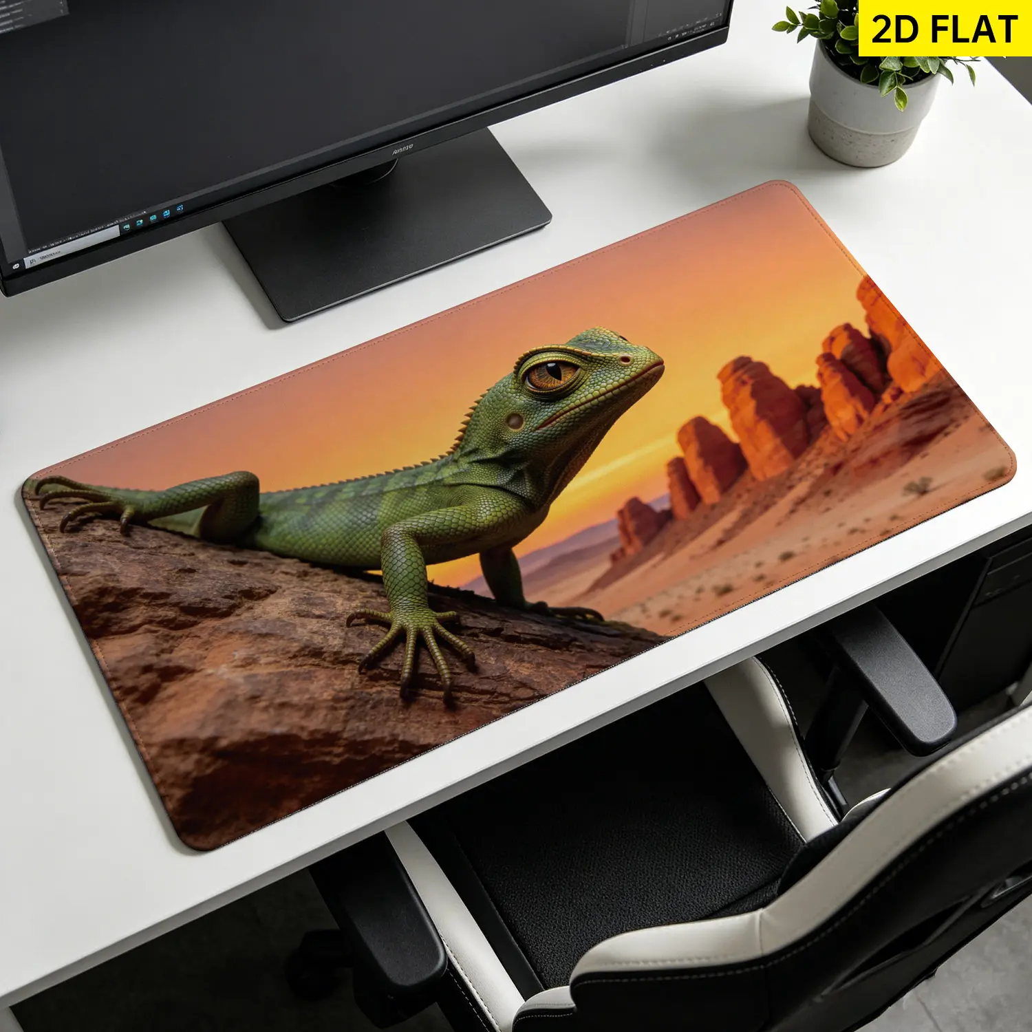 Green Desert Lizard Sunset Landscape Wall tapestry, Large size Printed Horizontal Tapestry blanket, Polyester Fabric Wall Hanging for living room, bedroom, No Installation Required, Indoor, Outdoor, Gift for Family and Friends
