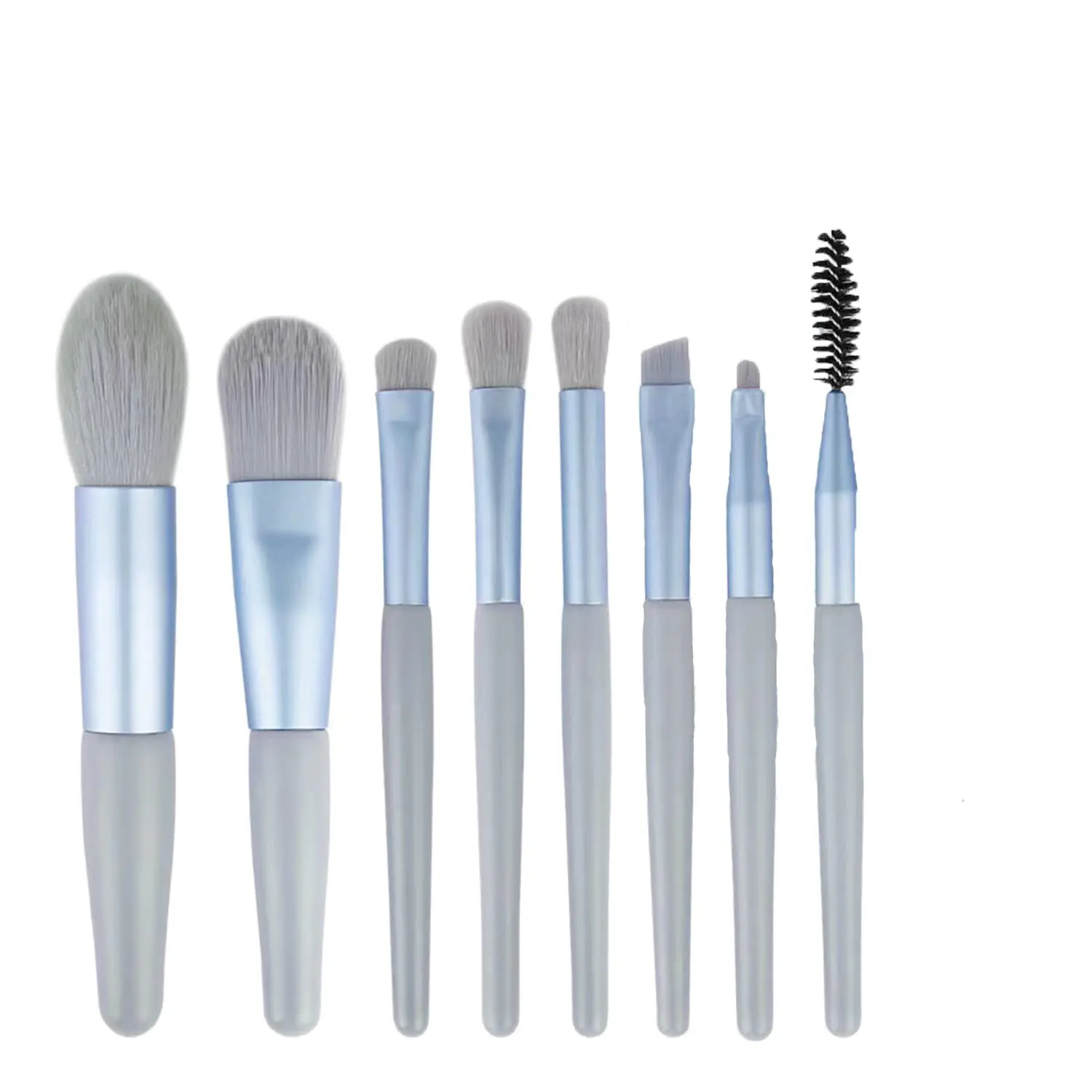 Makeup Brushes 8 Pieces Mini Makeup Brush Set, Makeup Brushes Foundation Blend Blush Concealer Eye Shadow Blend Eye Liner Makeup Brush Set for Travel Makeup Bag Compact and portable (Blue)