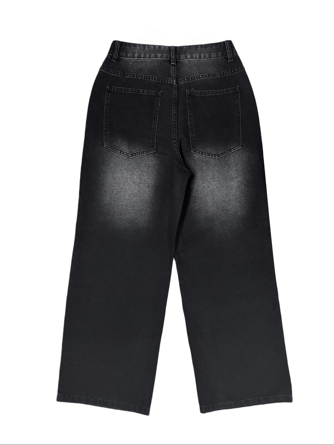 GILIPUR Women's Wide Leg Jeans Hip-Hop Loose Jeans, Y2k Streetwear Jeans, Women's Fashion Essential Pants, Casual Comfy Denim Pants For Daily Wear, All Seasons,Tchic