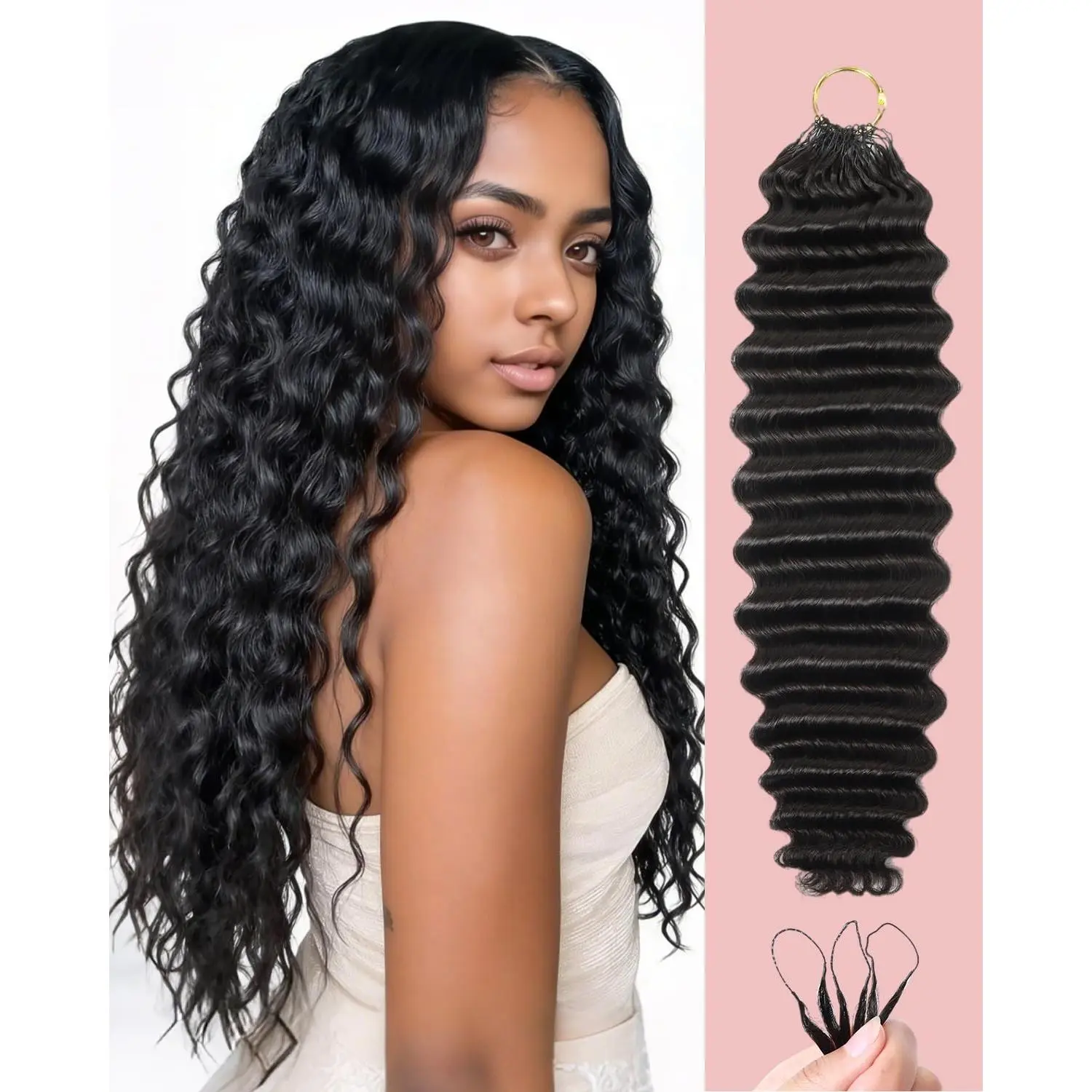 Human Crochet Hair for Black Women, 18 Inch Feather Human Hair Crochet Extensions 55g 40 Strands, Miracle Knots Hair Bundles, Soft Lightweight Deep Wave Texture for Protective Styles