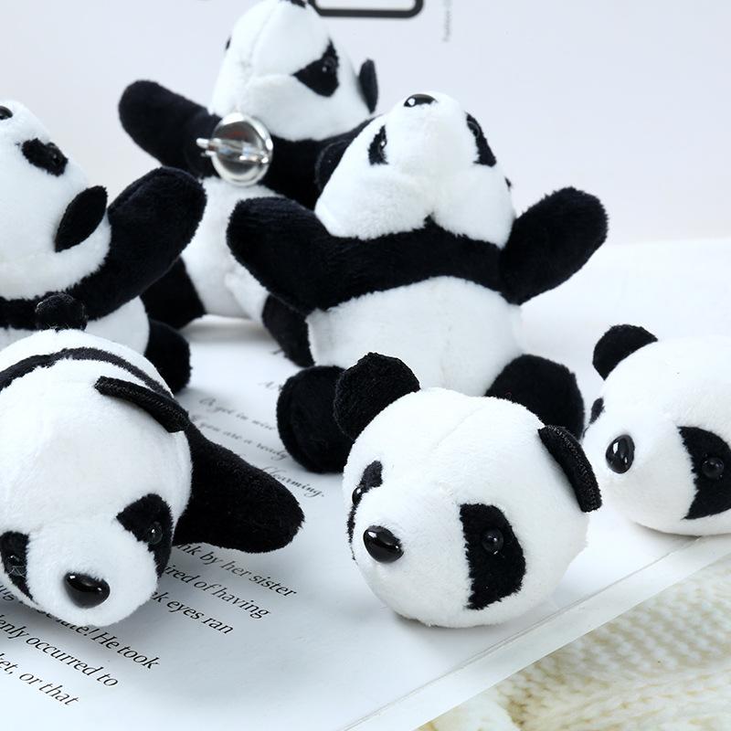 Cartoon Internet celebrity three-dimensional panda brooch, plush red panda doll ins lying down panda jewelry schoolbag pendant