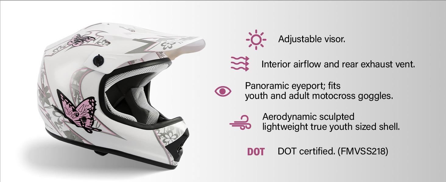 Youth Motorcycle Four Wheeler Riding Racing Helmets Motocross ATV Helmets Offroad Street Dirt Bike Go-Kart BMX MX Full Face Helmet Red Spider Samll Size