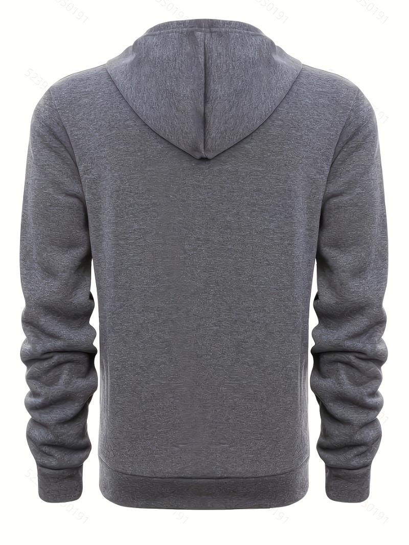 [Winter Warm Hoodie] Men's Heavyweight Hooded Sweatshirt - Winter Warm Pullover Hoodie, Casual Gym & Casual Attire, Machine Washable Solid Color Long Sleeve Hoodie for Men, Training & Outdoor Activities (Regular Fit, Autumn/Winter) - No Belt Loops/Ties