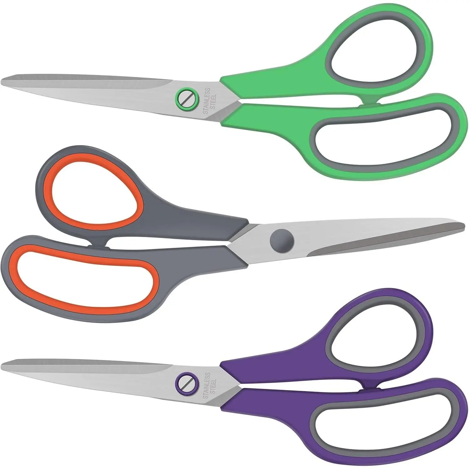 3 Pack Scissors Set 8.3" Heavy Duty Scissors with 25 mm Thickness Sharp Blades & Ergonomic Soft-Grip Handles All Purpose for Office School Kitchen Crafts Sewing Right/Left Hand Use