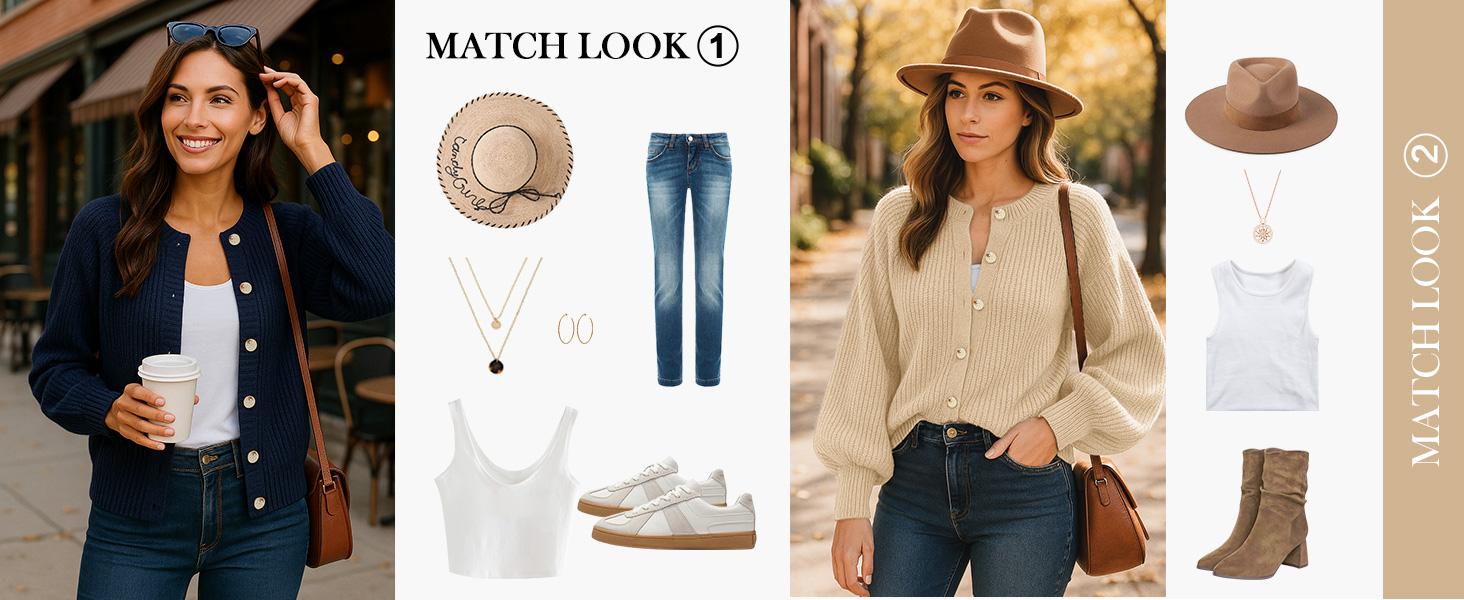 GRECERELLE Women's Chunky Open Front Sweater Long Sleeve Button Knit Short Loose Cardigan Outerwear, S-2XL