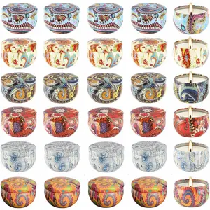 24 Pcs 2.5OZ Empty Candle Tins with Lids, Bulk Empty Candle Jars 6 Colors Available for Candle Making DIY Craft Storage